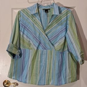 Plus size 22/24 aqua lime blouse Venezia